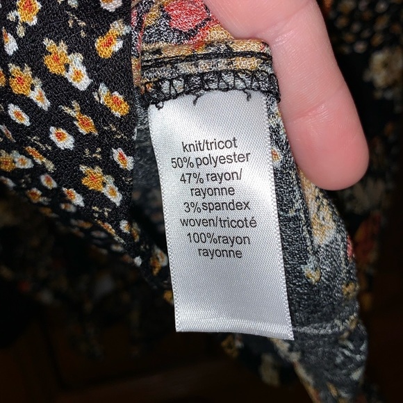 Maurices Black Ribbed Knit & Floral Patchwork Layered Scoop Neck Blouse - Picture 15 of 16